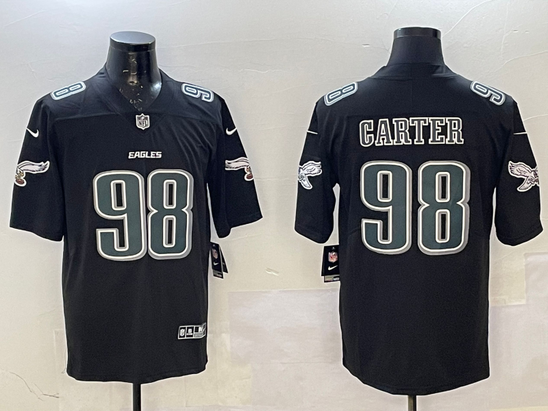 Men's Philadelphia Eagles Jalen Carter #98 Black Jersey
